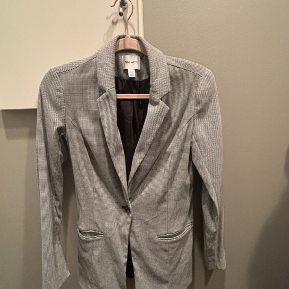 Nine West Gray Check Blazer